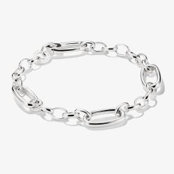 THOMAS SABO Charm Club Connect Silver 3x Oval Link Charm Bracelet C1203-001-21