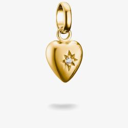 THOMAS SABO Charm Club Connect Gold Plated Cubic Zirconia Heart Charm CC1234-414-14