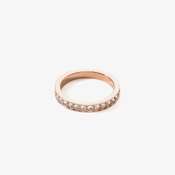 Coeur De Lion Rose Gold Tone Crystal Eternity Ring 0127/40-1822