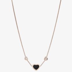 Chopard Happy Hearts 18ct Rose Gold Onyx Diamond Necklace 81A082-5201