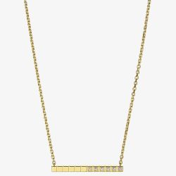 Chopard Ladies Ice Cube 18ct Yellow Gold Half Set Diamond Cube Bar Necklace 817702-0002