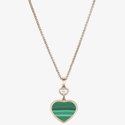 Chopard Happy Hearts 18ct Rose Gold Malachite Heart Pendant Necklace 797482-5151