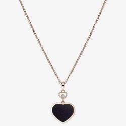 Chopard Happy Hearts 18ct Rose Gold Black Aventurine & 0.05ct Brilliant Cut Diamond Necklace 797482-5510