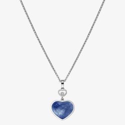 Chopard Happy Hearts 18ct White Gold Blue Mother Of Pearl & 0.05ct Brilliant Cut Diamond Necklace 797482-1350