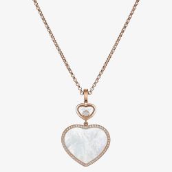 Chopard Happy Hearts 18ct Rose Gold Mother Of Pearl & 0.32ct Brilliant Cut Diamond Necklace 79A075-5391