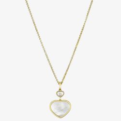 Chopard Happy Hearts 18ct Yellow Gold Mother Of Pearl & 0.05ct Brilliant Cut Diamond Necklace 797482-0301