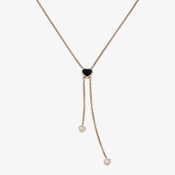 Chopard Happy Hearts 18ct Rose Gold Onyx Diamond Heart Necklace 81A148-5201