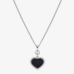 Chopard Happy Hearts 18ct White Gold Aventurine & Diamond Heart Pendant Necklace 79A074-1510