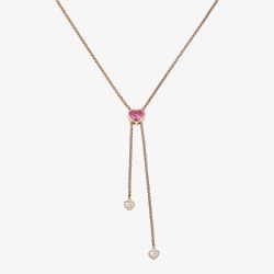 Chopard Happy Hearts 18ct Rose Gold Pink Mother-Of-Pearl & Diamond Tie Necklace 81A148-5330