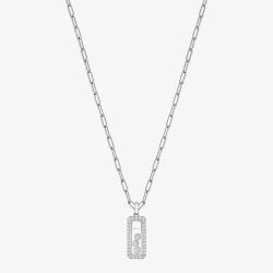 Chopard Happy Diamonds Icons 18ct White Gold Diamond Pave Small Bar Pendant 79A201-1201