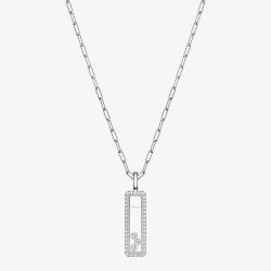 Chopard Happy Diamonds Icons 18ct White Gold Diamond Pave Large Bar Pendant 79A202-1201