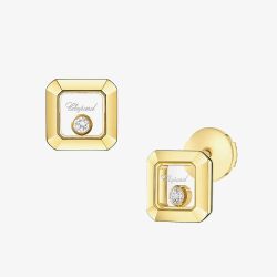 Chopard Happy Diamonds 18ct Yellow Gold Diamond Square Stud Earrings 83A114-0001