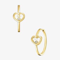 Chopard Happy Diamonds Icons 18ct Yellow Gold Diamond Heart Hoop Earrings 83A192-0301