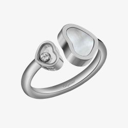 Chopard Happy Hearts 18ct White Gold Diamond Mother Of Pearl Ring 829482-1312 (54)