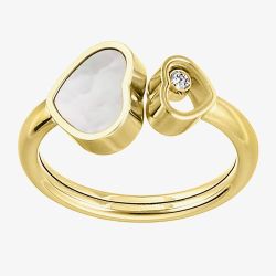 Chopard Happy Hearts 18ct Yellow Gold Mother Of Pearl Diamond Heart Ring 829482-03