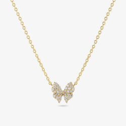 Sif Jakobs Gold Plated Farfalla Cubic Zirconia Butterfly Necklace SJ-N2700-CZ-YG