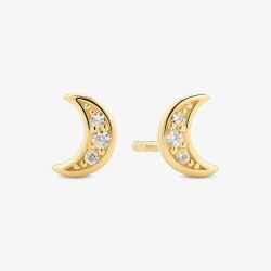 Sif Jakobs Gold Plated Luna Cubic Zirconia Moon Stud Earring SJ-E2707-CZ-YG