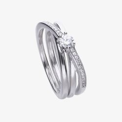 Diamonfire Silver Cubic Zirconia Crossover Band Ring R3614