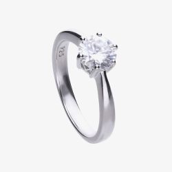 Diamonfire Silver 1.50ct Round Cubic Zirconia Solitaire Ring R3621