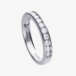 Diamonfire Silver Channel Set Cubic Zirconia Half Eternity Ring R3629