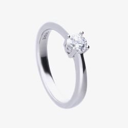 Diamonfire Silver 0.50ct Cubic Zirconia 4 Claw Ring R3750