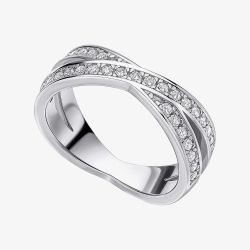 Diamonfire Sterling Silver Cubic Zirconia Cross Over Ring R4001