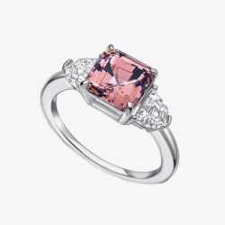 Diamonfire Sterling Silver Pink Cubic Zirconia Trilogy Ring R3999