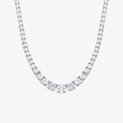 Diamonfire Silver Cubic Zirconia Graduated Tennis Necklace N4338