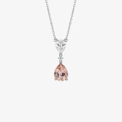 Diamonfire Silver Pink Cubic Zirconia Teardrop Necklace N4502
