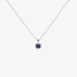 Diamonfire Round Blue Cubic Zirconia Halo Pendant Necklace P4626