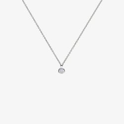 Diamonfire Silver Bezel Set 0.25ct Round Cubic Zirconia Pendant Necklace P4640
