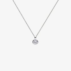 Diamonfire Silver Bezel Set 1.00ct Round Cubic Zirconia Pendant Necklace P4643