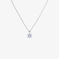 Diamonfire Silver 2.00ct Round Cubic Zirconia 4 Claw Pendant Necklace P4920