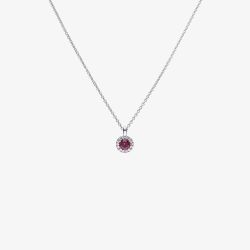 Diamonfire Silver Red Round Cubic Zirconia Halo Pendant Necklace P4625