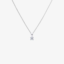 Diamonfire Silver 0.50ct Round Cubic Zirconia 4 Claw Pendant Necklace P4917