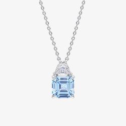 Diamonfire Sterling Silver Square Light Blue Cubic Zirconia Necklace N4660
