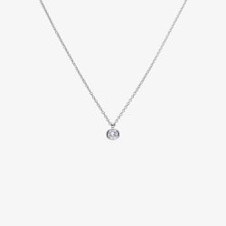 Diamonfire Sterling Silver 2.00ct Bezel Set Cubic Zirconia Solitaire Necklace P4645