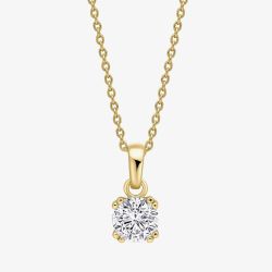 Diamonfire Gold Plated Double Claw Cubic Zirconia Solitaire Pendant Necklace P5585