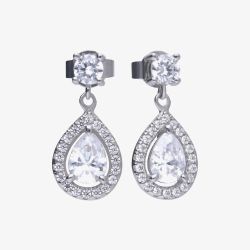 Diamonfire Silver Cubic Zirconia Teardrop Drop Earrings E5594