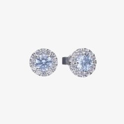 Diamonfire Silver Light Blue Round Cubic Zirconia Halo Stud Earrings E5776