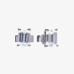 Diamonfire Silver Emerald Cut Cubic Zirconia Stud Earrings E5782