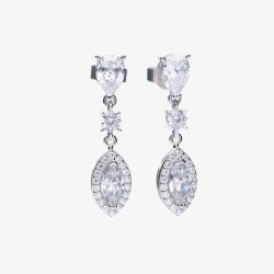 Diamonfire Silver Marquise Cut Cubic Zirconia Dropper Earrings E5785