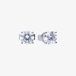 Diamonfire Silver 0.75ct Cubic Zirconia 4 Claw Stud Earrings E5906