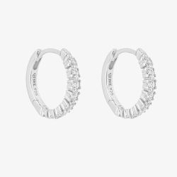 Diamonfire Sterling Silver Dainty Pave Cluster Hoop Earrings E6200