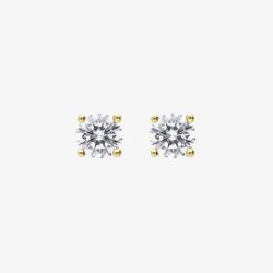 Diamonfire 24ct Gold Plated 4mm Cubic Zirconia Stud Earrings E6299