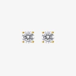 Diamonfire 24ct Gold Plated 3mm Cubic Zirconia Solitaire Earrings E6311