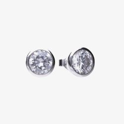Diamonfire Silver Bezel Set 2.00ct Cubic Zirconia Stud Earrings E6620