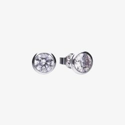 Diamonfire Silver Bezel Set 1.00ct Cubic Zirconia Stud Earrings E6624