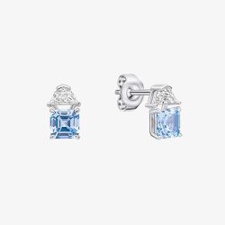 Diamonfire Sterling Silver Light Blue Cubic Zirconia Stud Earrings E6601