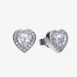 Diamonfire Sterling Silver Heart Shape Cubic Zirconia Stud Earrings E5589